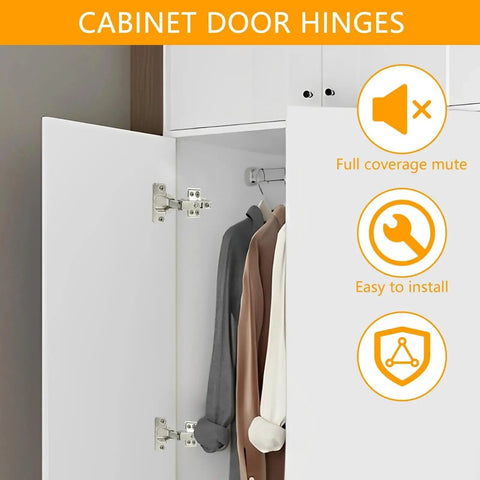 90 To 105 Degree Full Overlay Concealed Cabinet Hinges For Corner Kitchen Cabinets Replacement Hardware Cupboard Folded Doors Silver 40 Pieces For Smooth Operation And Easy Install installed on white cabinet door with clothes inside