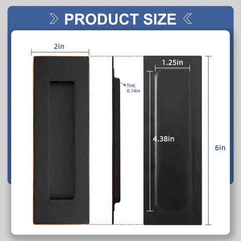 Oil Rubbed Bronze 6 Inch Pocket Door Hardware Kit With Recessed Flush Pulls And Edge Pulls In Stainless Steel for sizing