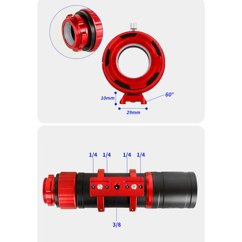 Pro Grade Star Guiding Kit For Astronomy With 50 240 F4 8 Setup showing telescope mounting dimensions and durable aluminum build