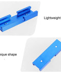 Heavy Duty Alloy Miter Track Connector In Sleek Anodized Blue For Seamless Woodworking Routing, lightweight design with pre-drilled holes.