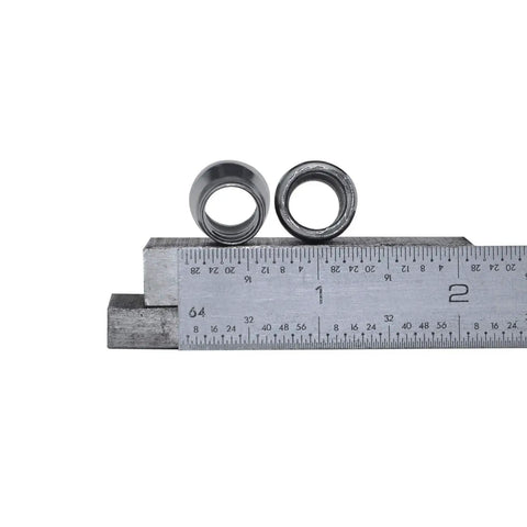 Close-up of 15 Pack Super Safety Conical Handle Wedges for Wood Splitting and Pruning next to a ruler for size comparison.