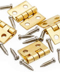 Golden One Twelfth Scale Dollhouse Door Hinges With Screws Set Of Four Hinges And Sixteen Screws For One Twelfth Scale Miniature Doors Cabinets And Furniture DIY Projects Realistic Finish Easy Installation visible in image.