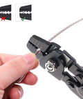 Heavy Duty Stainless Steel Crimping Pliers For Wire Rope And Heat Shrink Connectors in use, crimping wire with ergonomic grip.