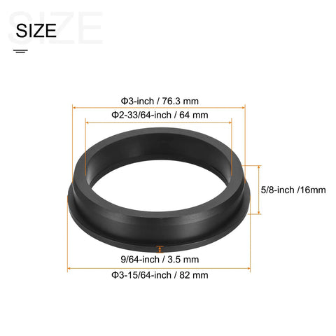 Heavy Duty 3 Inch Round Rubber Grommet Mount With T Shape Design For Zero Hassle Cable Management And Reliable Wire Protection Around The Home Garage Or Truck size diagram showing dimensions in mm and inches.