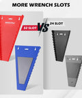 Red and blue 32-slot magnetic wrench holders compared to black 24-slot tray, ideal for 2 Pack Magnetic Wrench Organizer Kit