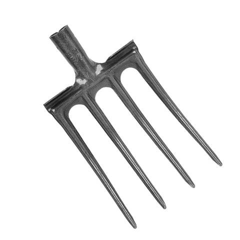 Heavy Duty Garden Digging Fork With Four Tine Spading Fork High Carbon Steel Construction 34mm Connection Port empty handle