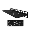 Rectangular Shower Shelf For Tiled Walls 4mm Thick Aluminum Matte Black Finish Curve Design Easy Install Durable Wall Mount Shelf For Bathrooms And Wet Areas SWS1D6MGS, side and bottom view