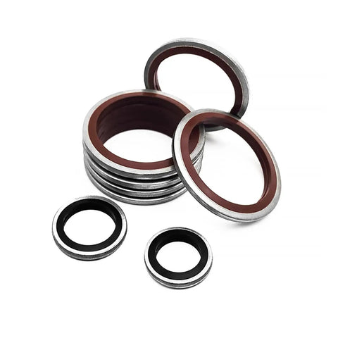 Bonded Seal Sealing Kit For Oil Drain Screws, 10 Piece Assortment Including M5 To M18 Washers And Rings, 304 FKM Material, ID10 Inner Diameter
