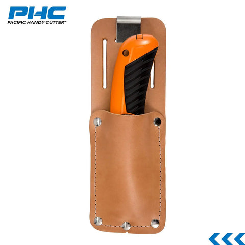 Tan Leather Holster with Clip for Most Safety Cutters and Utility Knives, Secure Belt or Pocket Carry, Prevent Tool Loss, Durable