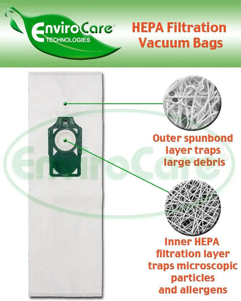 Replacement HEPA Vacuum Bags For Riccar SupraLite And Simplicity Freedom Upright Vacuums With Green Bag Holder 6 Pack Design