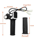 48V Half Twist Throttle with LED Display and Key Lock for Ebikes, Motorcycles and Scooters with measurements