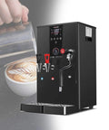 Automatic Milk Steamer And Commercial Milk Frother Electric Coffee Frothing Machine Featuring Pro Steam Function Durable Stainless Steel Build 220V Black Finish with dual spouts.