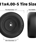 Flat Free 11x4.00-5 Front Lawn Mower Tire And Wheel Set With Solid Polyurethane Core For Zero Turn Mowers, 350 Lb Load