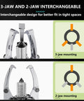 Beefy 50T Bearing Puller Separator with adjustable 2 or 3 jaw mechanism for vertical and horizontal automotive repairs