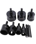Jiawu Heavy Duty Serrated Hole Saw Kit For Tough Ceramic Glass Tile Marble Gypsum. Brazed Carbon Steel With Thick Carborundum Coating Makes These Power Drill Bits Totally Sick For Fast Boring And Heavy DIY Projects That Need Real Durability And Serious. 10-piece hole saw set 20mm-50mm