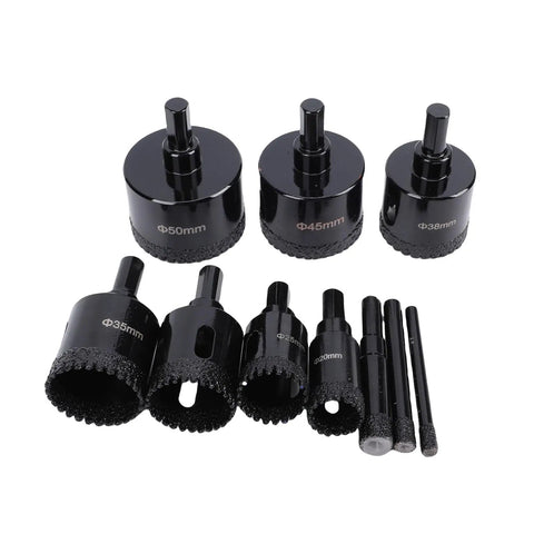 Jiawu Heavy Duty Serrated Hole Saw Kit For Tough Ceramic Glass Tile Marble Gypsum. Brazed Carbon Steel With Thick Carborundum Coating Makes These Power Drill Bits Totally Sick For Fast Boring And Heavy DIY Projects That Need Real Durability And Serious. 10-piece hole saw set 20mm-50mm
