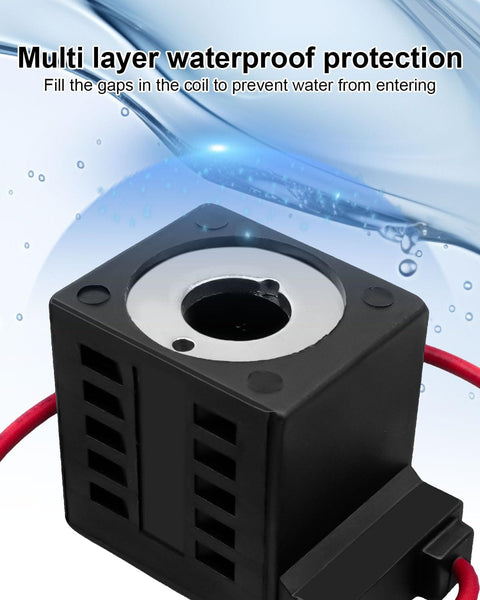 Solenoid Coil Replacement 12V DC 16W With Single Lead For Valve Stem Series 08 80 88 98 Hydraulic Power Unit Lift Dump Equipment, Half Inch Aperture, 9 Ohm Resistance, 1.33 Amp Current, Built To Last Heavy Duty Industrial Grade
