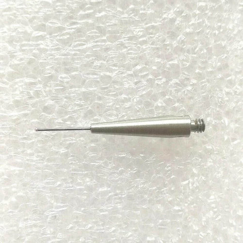 M2 CMM probe with carbide stem and 0.5mm ball, 20mm length, threaded rear, side view