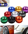 Red Universal Bumper Quick Release Kit For Cars Front And Rear Trunk Fasteners in multiple colors, including red, black, and blue.