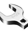 Heavy Duty 1/2 Inch Drive Jumbo Crowfoot Wrench 1 1/4 Inch SAE Open End Wrench with shiny chrome finish and marked size.