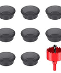 8 Pack Desk Grommets 2 Inch Black With Hole Saw Kit For Cable Management, Easy Pass Through Cover, 50mm Hole Diameter