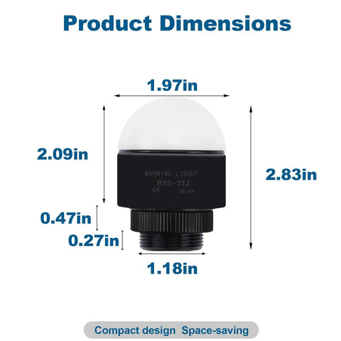 24V DC Industrial Warning Light With Buzzer, 3 Color Single Layer LED Signal Tower Indicator Product Dimensions