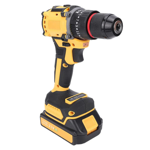 Close-up view of heavy duty cordless drill and impact driver beast with 21V power, showcasing battery and grip for easy use.