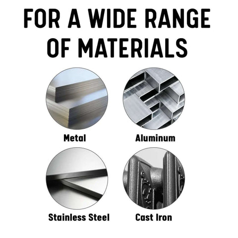 Drill America DWCT321 HSS 2F single end mill: front-view graphic showing metal, aluminum, stainless steel, cast iron