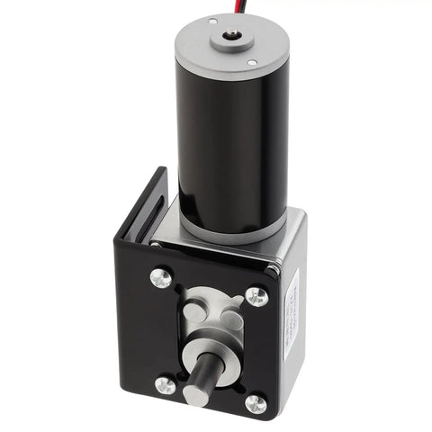 12V DC Worm Gear Motor With 27 RPM 7 Watts, Self Locking Reversible Mini Electric Gearbox Motor, stainless steel output shaft