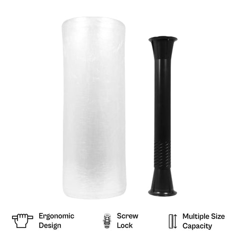 Ergonomic Handheld Shrink And Stretch Wrap Dispenser Handle Adjustable Tension For 15 To 20 Inch Coreless Film Black Plastic Grip One Piece Easy Operation Durable Packaging Tool, with film roll
