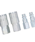 Bad Boy Heavy Duty Air Hose Fittings Rock Solid Three Eighths Inch Npt Air Coupler Plug Kit showing two male plugs and two female couplers.