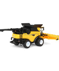 1/64 Scale Die Cast Combine With Folding Corn Head And Draper Head, Realistic Yellow Farm Equipment Collectible Model For Adults
