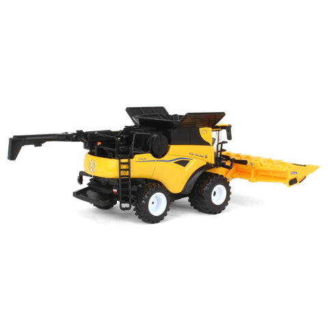 1/64 Scale Die Cast Combine With Folding Corn Head And Draper Head, Realistic Yellow Farm Equipment Collectible Model For Adults