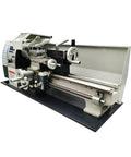 Jaryannix 8x16 Inch Metal Bench Lathe With 1100W Brushless Motor And Digital Speed Control Up To 2500 RPM, side view with detailed components.