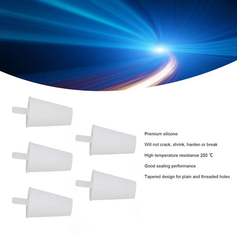 Premium Silicone Plug Kit 20Pcs High Temp Sealing Stopper Tapered Design For Plating Anodizing Painting Spraying Surface Treatment Durable Protective Gear No Snaps, white silicone plugs