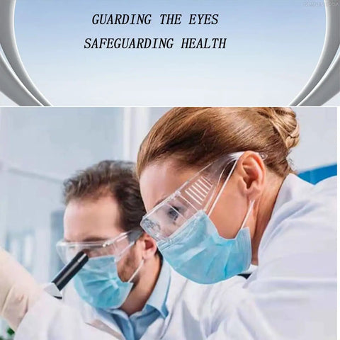 Scientists wearing 2 Pairs Dustproof And Splashproof Louvered Safety Goggles For Construction, Lab, And Chemistry Use