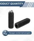 Two Pack M16 X 50mm Hex Socket Spring Loaded Plunger Ball High Carbon Steel Heavy Duty Grip Pin Black Finish for Pneumatic Air Tools