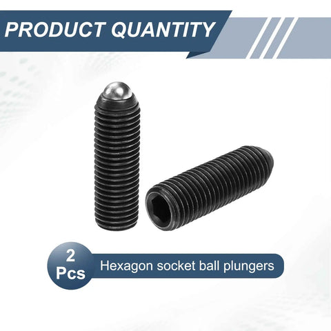 Two Pack M16 X 50mm Hex Socket Spring Loaded Plunger Ball High Carbon Steel Heavy Duty Grip Pin Black Finish for Pneumatic Air Tools