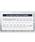 Rock Solid Stainless Steel Watch Screws And Nut Assortment With Precision Screwdriver Set For Micro Glasses Repair and watchmaking, detailed size chart.