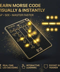 LED Edition Morse Code Trainer Card Pro Interactive Pocket PCB Kit For Adults with glowing LED feedback and Morse code.