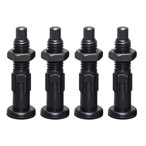 Self Locking Knob Plunger With Carbon Steel Fine Thread For Rock Solid Precision Indexing Pins And No Slip Grip Includes Positioning Bolt Pull Ring Spring Plunger Pack M12 Thread Built For Industrial Machining And DIY Fixtures, pack of 4