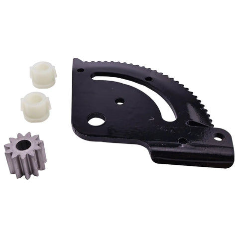 Heavy Duty Steering Sector Gear Bushing Kit For John Deere E100 E110 E120 E130 Lawn Tractors includes black gear, bushings, and pinion.