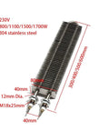 Professional Grade Electric Finned Tubular Heater Featuring M18 Stainless Steel Threads And Broad Rectangular Fins dimensions and connections.