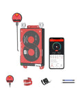 Smart Lithium Iron Phosphate BMS Board With Bluetooth Monitoring And Parallel Sync For Heavy Duty Rig LiFePO4 Battery Packs Up To 72V 500 Amp Waterproof Safety Shield Kit with phone monitor and accessories.