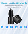 Hefty 48W Cigarette Lighter Car Charger Hooked Up To A Zippy 20W Wall Adapter with safety standards icons visible.