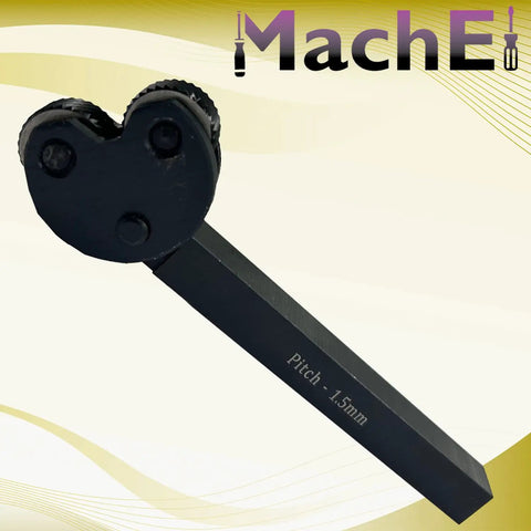 Pivot Head Diamond Knurling Tool With Half Inch Square Shank displayed at an angle showing pitch marking of 1.5mm.