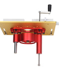 Top Shelf Aluminum Router Plate Kit With Rock Solid Table Insert Lift System For Electric Routers No Sweat Mount showing lift mechanism.