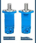 Heavy Duty Hydraulic Oil Motor With Four Hole Mount BM5 Series shown with two-hole and four-hole installation options.