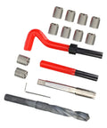 25 Piece M14x1.5 Thread Repair Kit With Inserts, Drill Bit, Tap And Install Tool For Auto Repair And Machinery Maintenance, Heavy Duty Fixes, Quick, Pro Grade, Easy Install, shown with inserts, tap, drill bit, and tools