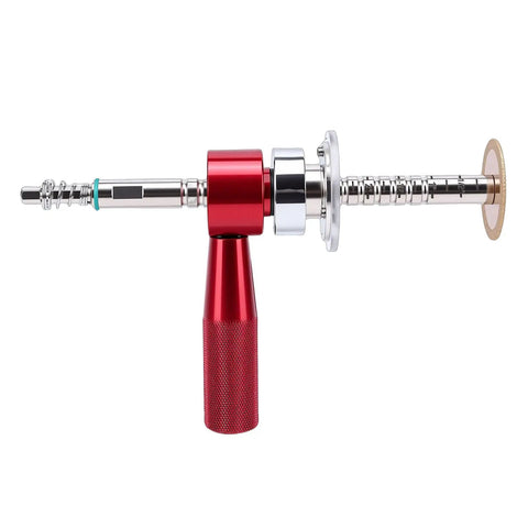 Inside Pipe Cutter Kit For 6 To 105mm Pipes, Adjustable Wall Cutter Tool, red handle close-up, quarter inch rod, precise edges